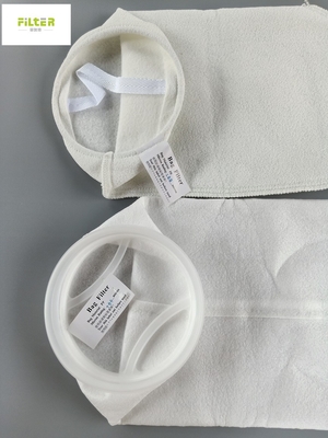 Polypropylene Polyester 100 Micron Filter Bag With Hot Melt / Sewing Thread
