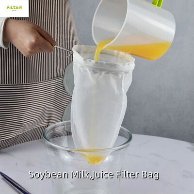 Liquid Filter Bag Food Grade Nylon Mesh Strainer Reusable Drawstring Closure Suitable for Juice Vegetable and Fruit Filtration Purposes